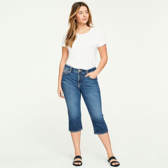 Kut from the Kloth Womens Cropped Capri Jeans Stretch Denim Split Hem Size 6 - Picture 1 of 12